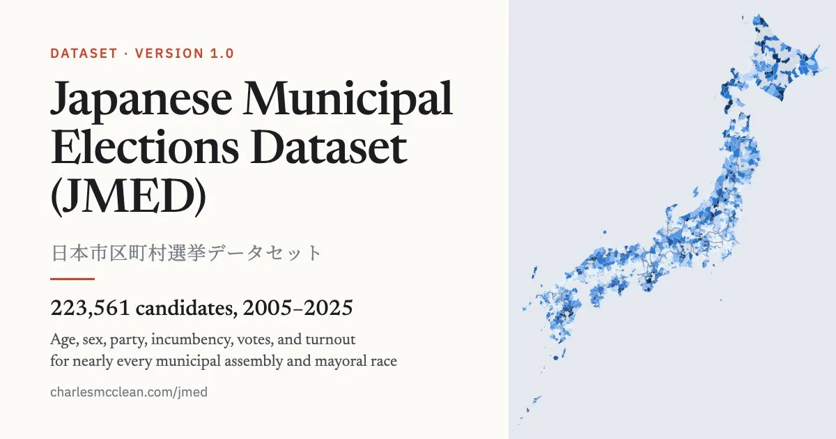 Japanese Municipal Elections Dataset (JMED), version 1.0